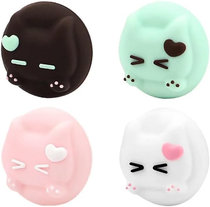 Switch Joycon Thumb Grips Caps, 4 PCS Cute Kawaii 3D Silicone Analog Thumbstick Button Cover Compatible with Nintendo Switch Lite/OLED Joystick Caps (Multicolor Cat for NS2)
